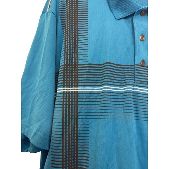 Ben Hogan Golf Polo Shirt Men XL Performance Polyester Blue Striped Short Sleeve - Picture 3 of 6